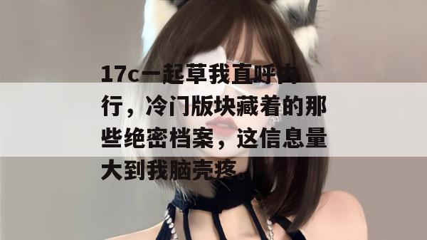 17c一起草我直呼内行，冷门版块藏着的那些绝密档案，这信息量大到我脑壳疼。